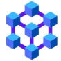 blockchain graphics in blue and purple color